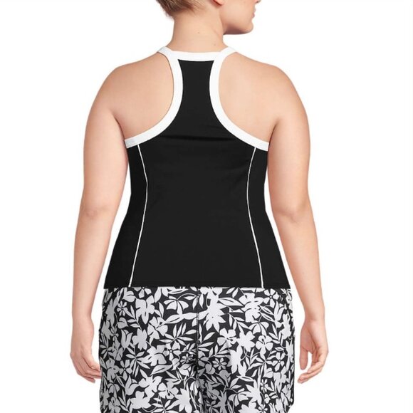 High Neck Zip Front Racerback Tankini Swimsuit Top - Size: 10 Long - NWT - Picture 3 of 11